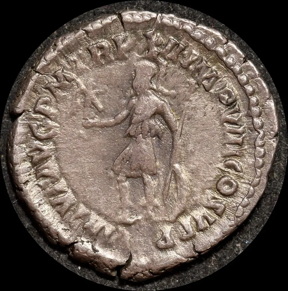 Ancient Rome (Imperial) 186/7 CE Commodus Silver Denarius Virtus RIC 160 good VF