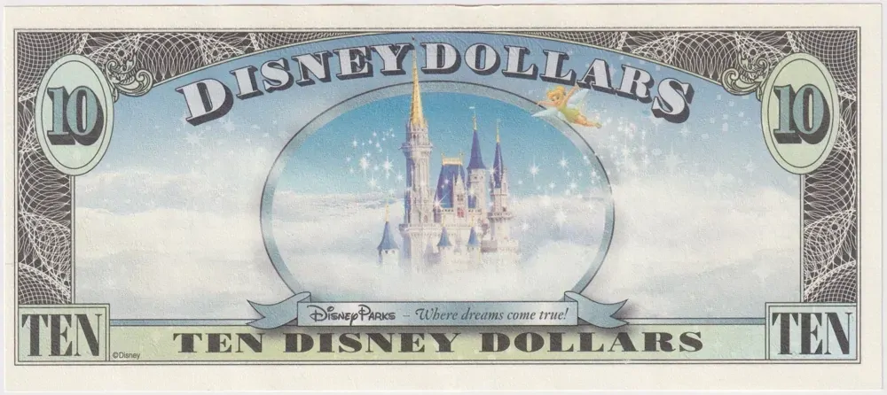 Disneyland 2007 10 Dollars in Envelope Cinderella Uncirculated
