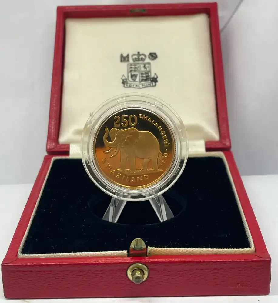 Swaziland 1981 Gold Proof  250 Elamengani KM# 35 Diamond Jubilee of King Sobhuza II product image