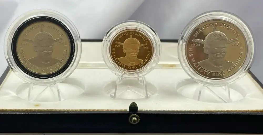 Swaziland 1981 Gold / Silver Proof  Coin Set Unlisted Diamond Jubilee of King Sobhuza II product image