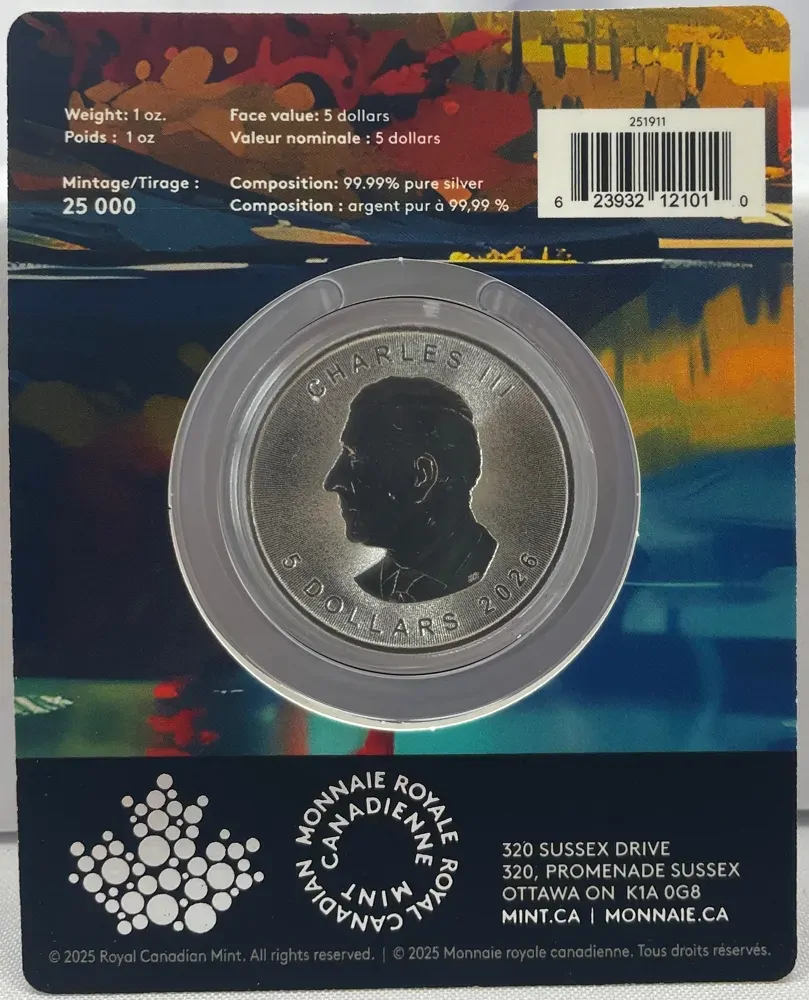 Canada 2026 Silver 5 Dollars Treasured Maple Leaf Wolf Privy Mark
