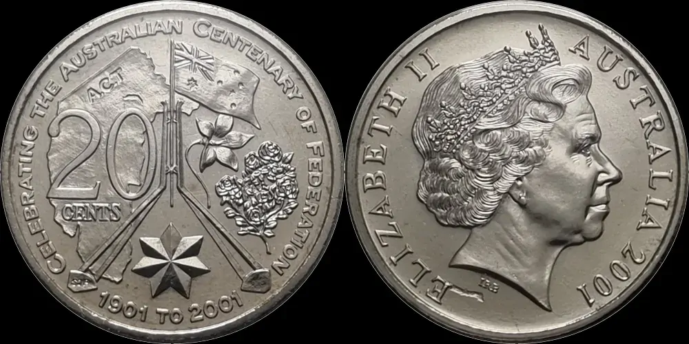 2001 Federation 2 Coin Proof Set Australian Capital Territory