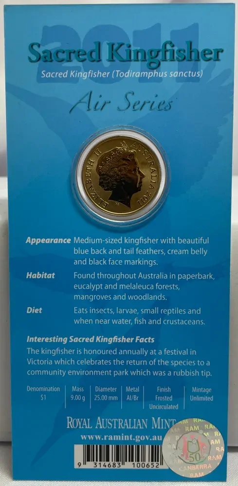 2011 1 Dollar Uncirculated Coin Air Series Sacred Kingfisher