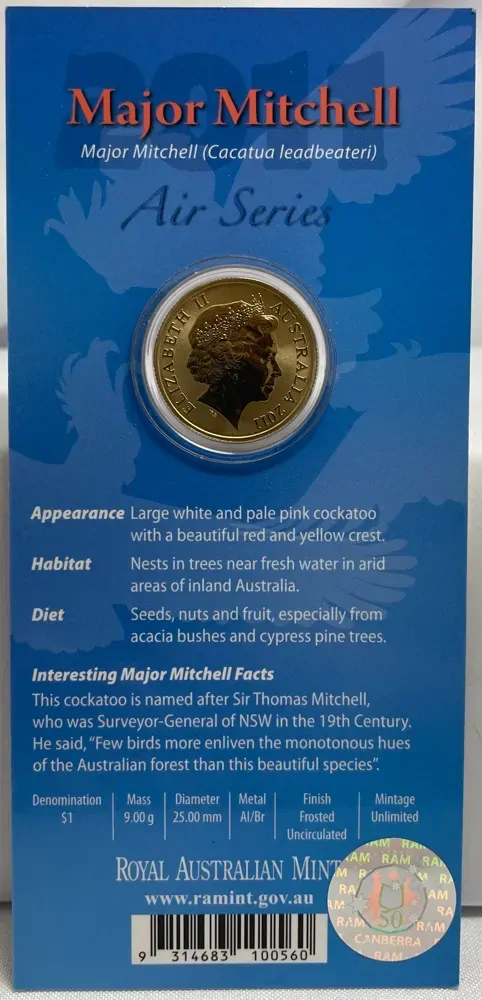 2011 1 Dollar Uncirculated Coin Air Series Major Mitchell