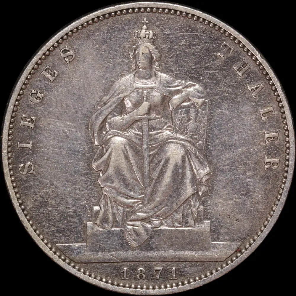 German States (Prussia) 1871 Silver Thaler KM# 500 good VF