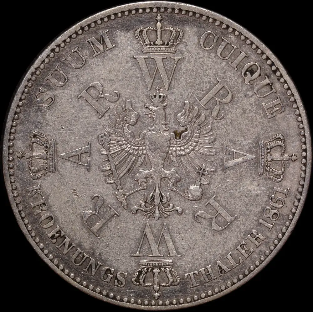 German States (Prussia) 1861 Silver Thaler KM# 488 good VF