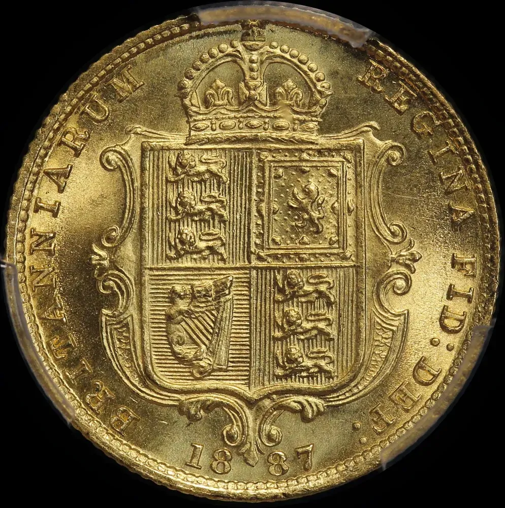 1887 Gold Half Sovereign Victoria S#3869 PCGS MS64