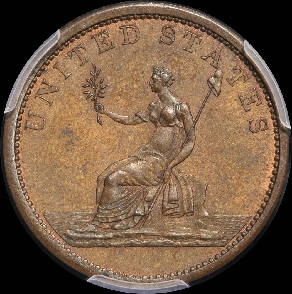 WJ Taylor Copper Halfpenny Mule Token United States PCGS SP55