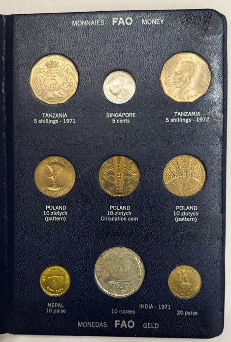 1971 - 1972 FAO Coin Album #2 Blue (34 Coins) Proof and Unc