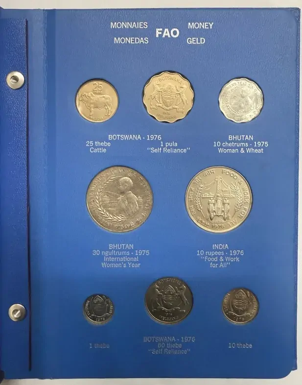 1975 - 1976 FAO Coin Album #5 Blue (34 Coins) Uncirculated