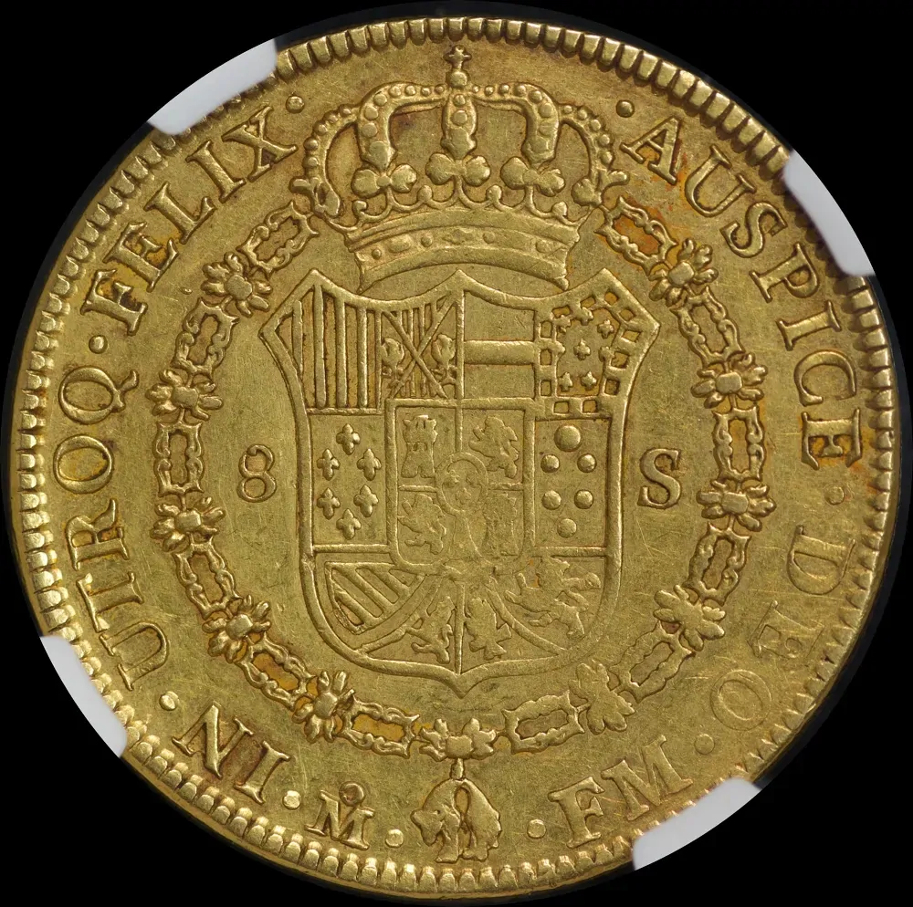 Mexico 1788 Gold 8 Escudos KM# 156.1a NGC AU53 product image