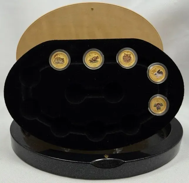 2008 - 2012 Gold Lunar Coloured 1/20oz 5 Coin Set Series II product image