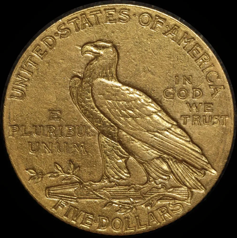 United States 1908 Gold 5 Dollar Half Eagle Indian about VF product image