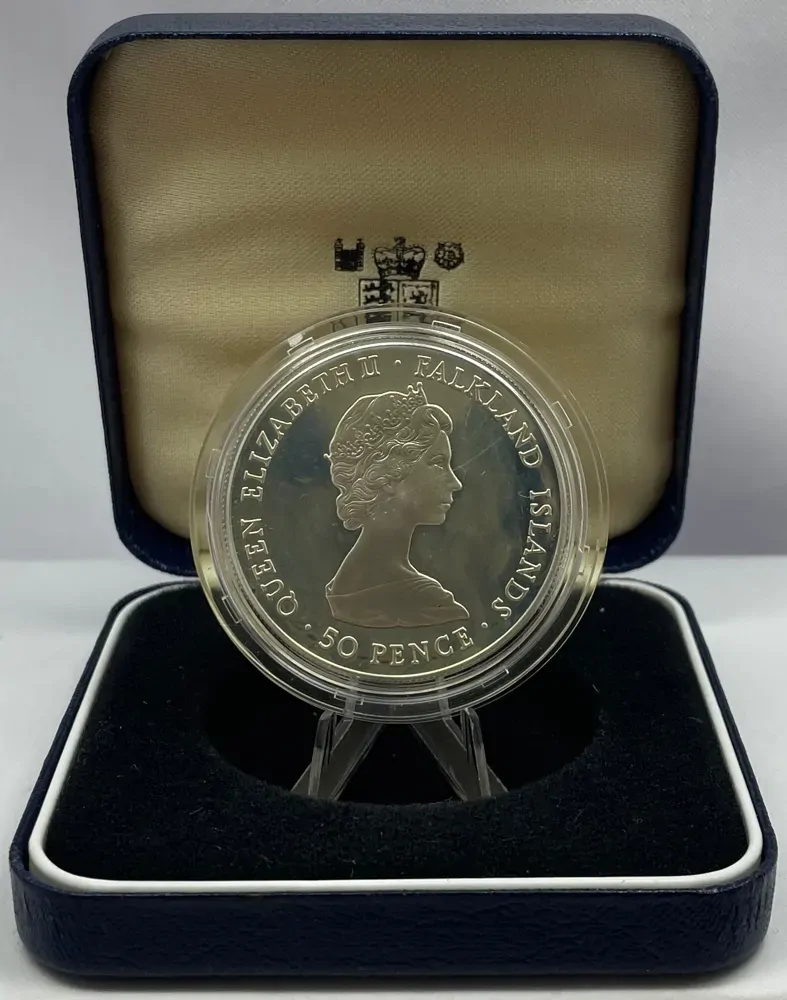 Falkland Islands 1983 Silver Proof Crown KM#19a 150th Anniversary