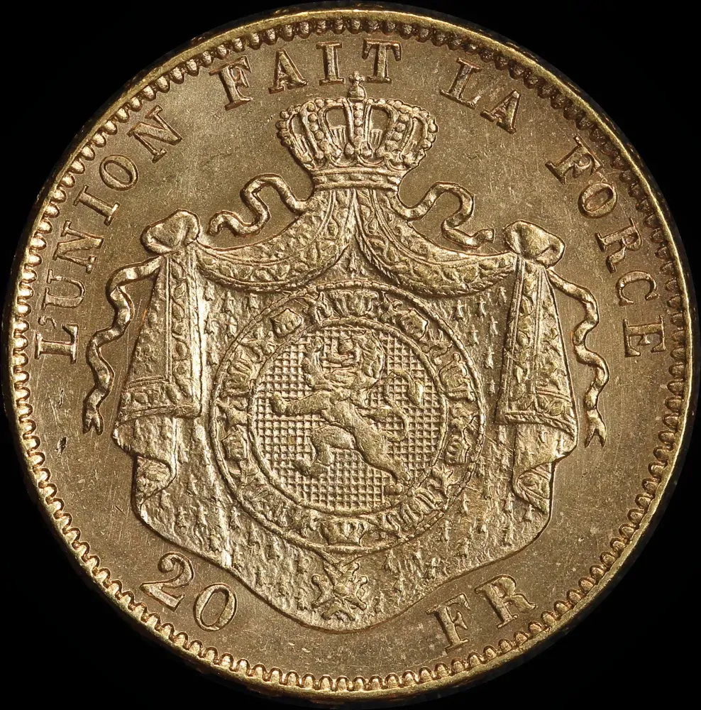 Belgium 1878 Gold 20 Francs KM#37 Uncirculated