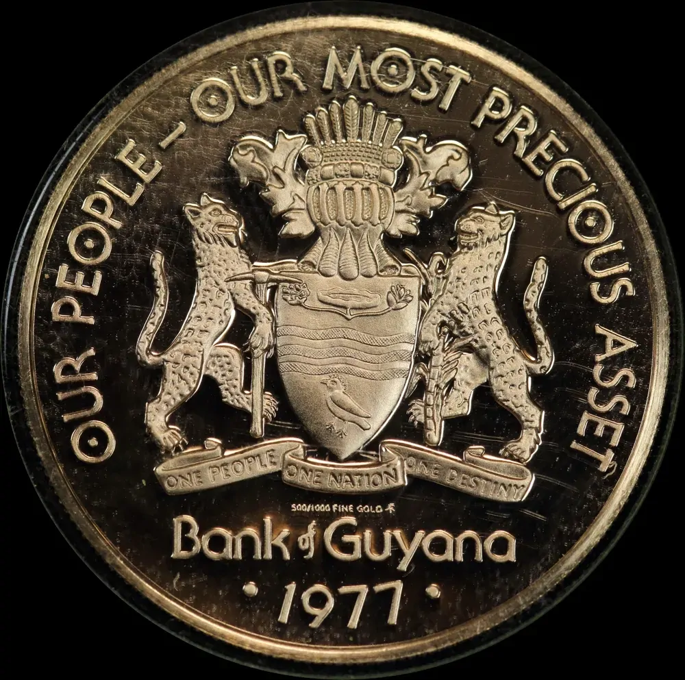 Guyana 1977 Gold 100 Dollars KM# 47 Golden Man