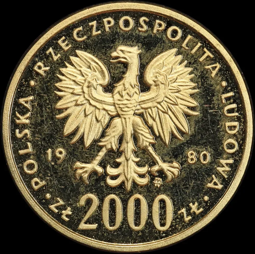 Poland 1980 Gold 2000 Zloty Y# 111 Ski jumper product image