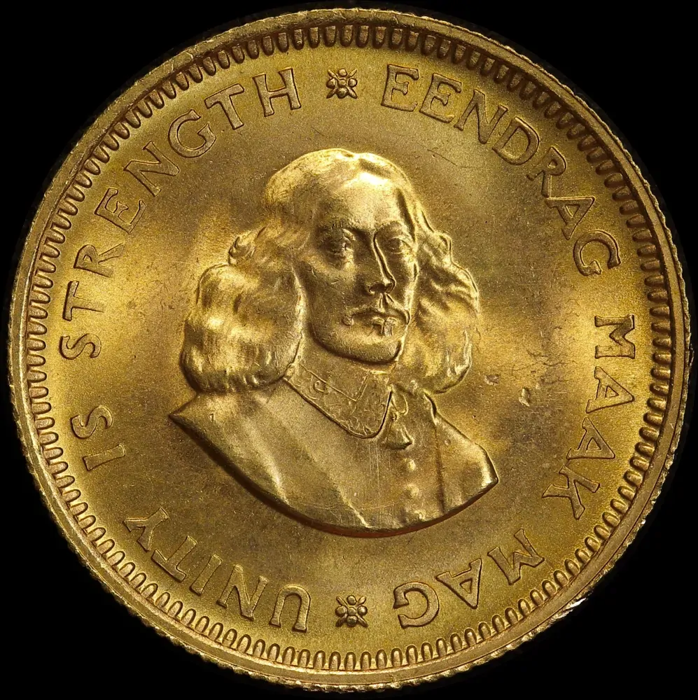 South Africa 1965 Gold 1 Rand KM# 63 Uncirculated product image