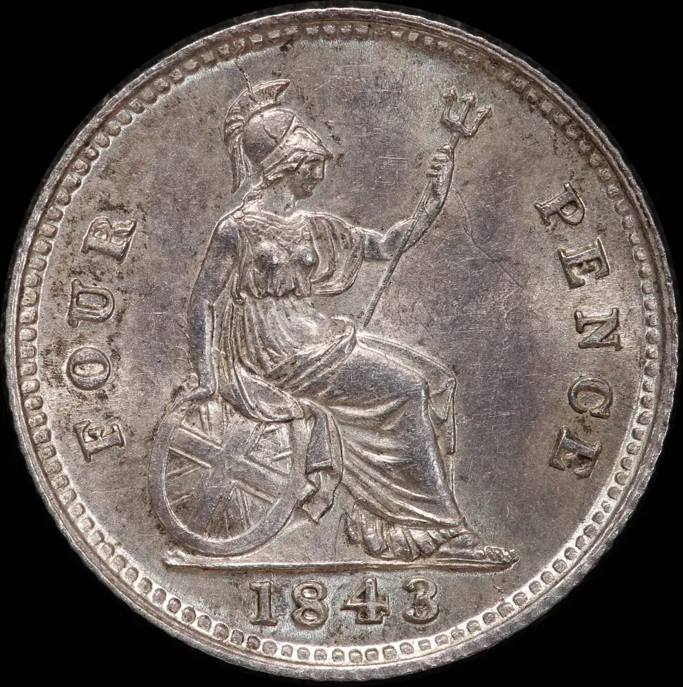 Victoria 1843 Silver Fourpence S# 3913 Uncirculated product image