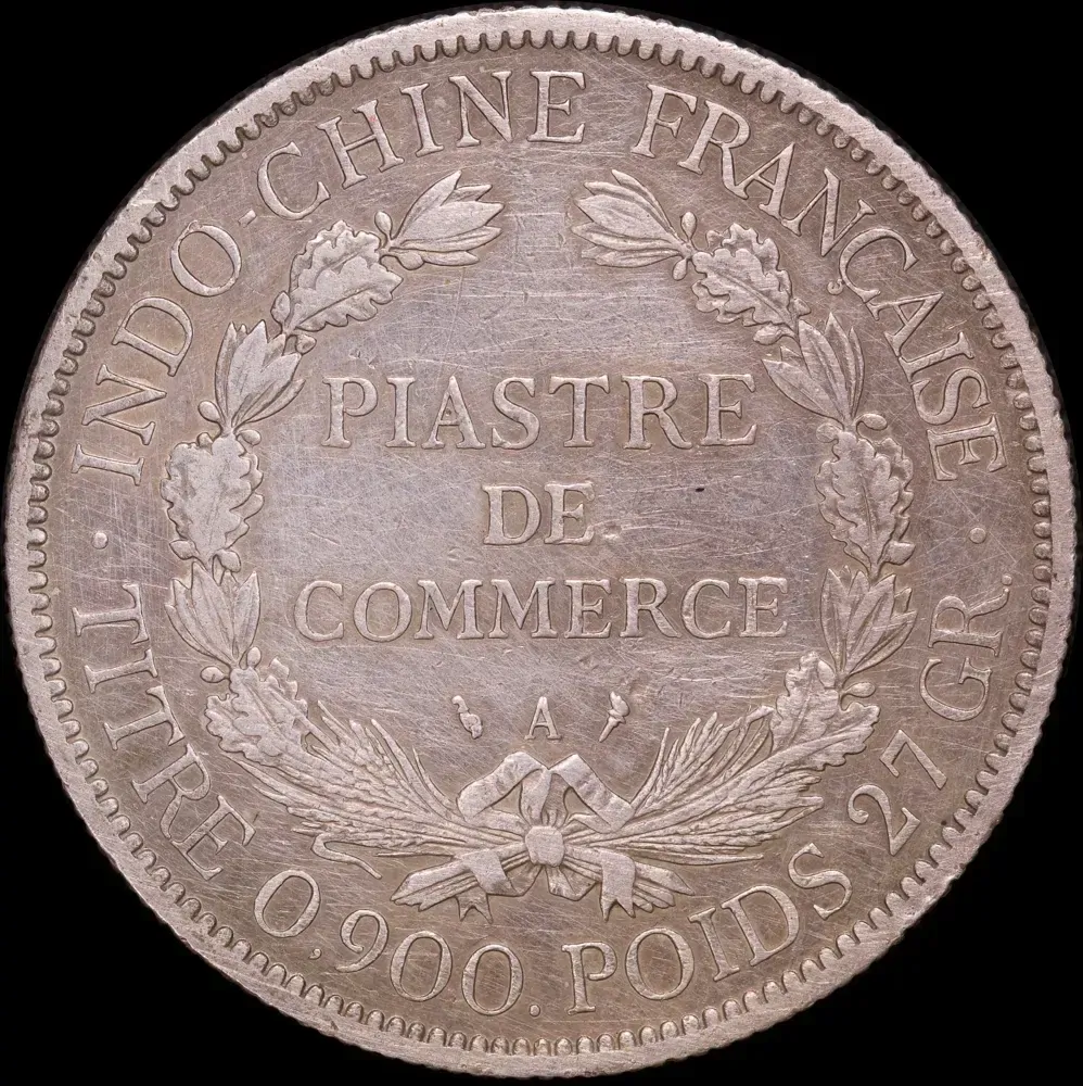 French Indo-China 1902-A Silver Piastre KM#5a.1 Very Fine