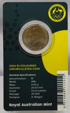 2024 Coloured 1 Dollar Uncirculated Coin Australian Olympic Team product image