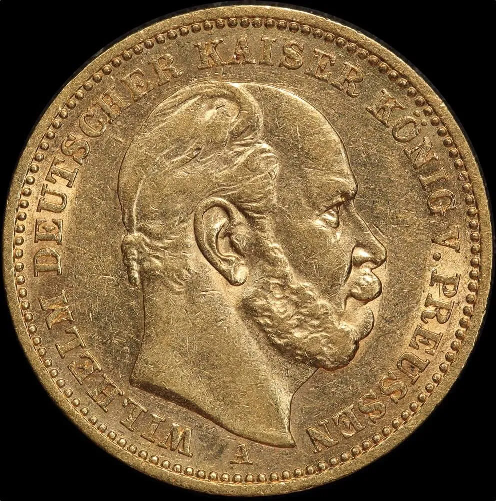 German States (Prussia) 1887-A Gold 20 Marks KM# 505 Extremely Fine