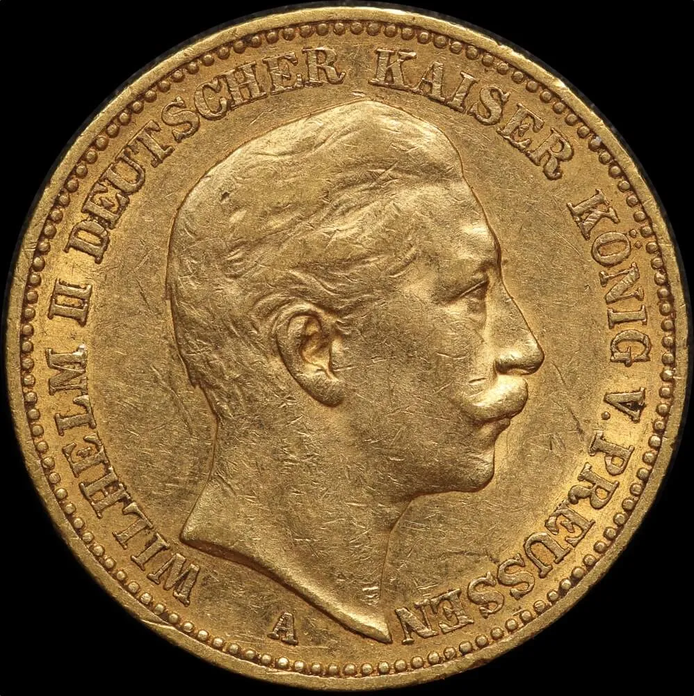 German States (Prussia) 1902-A Gold 20 Marks KM# 521 good VF