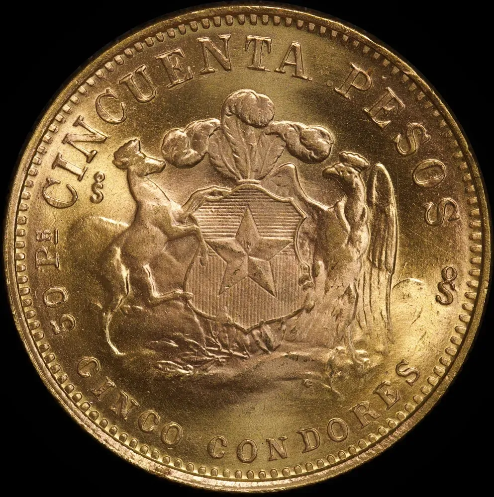 Chile 1966 Gold 50 Pesos KM#169 Uncirculated
