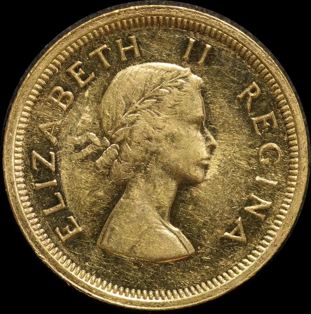 South Africa 1955 Gold Pound KM#54 good EF product image