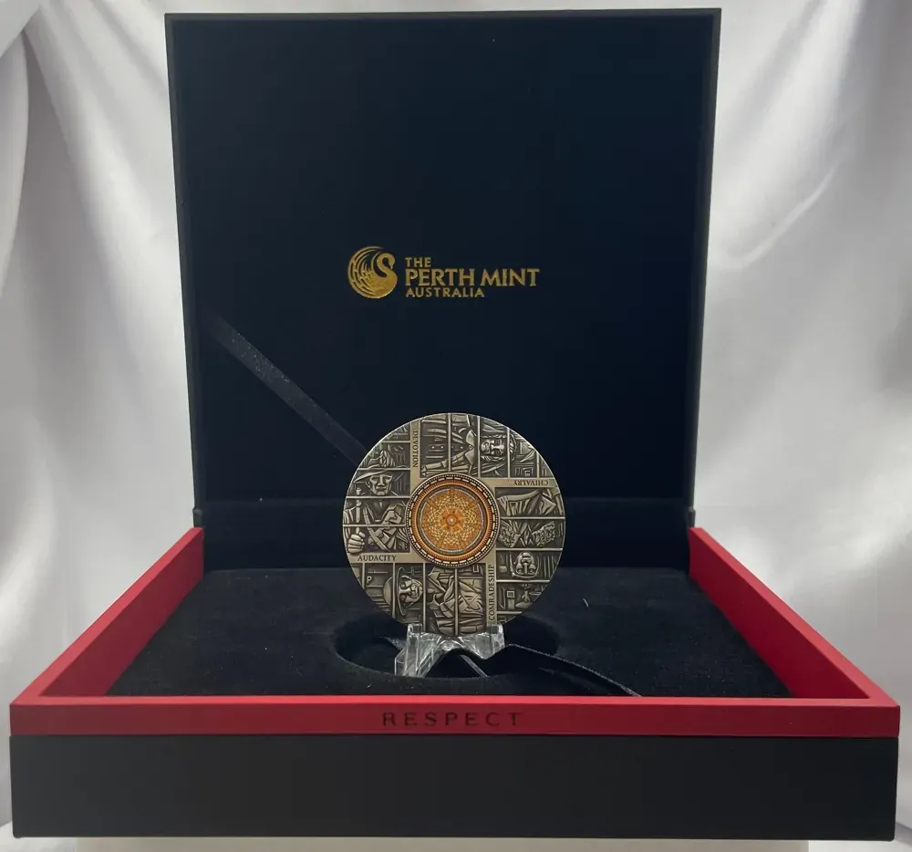 2018 Silver 5 Ounce Antiqued Proof Coin ANZAC Spirit