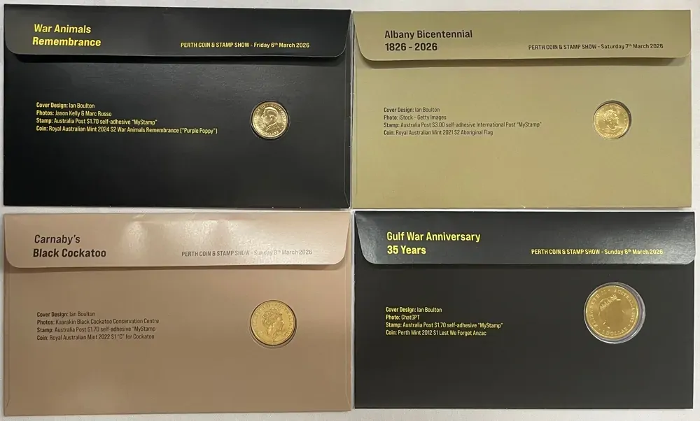 2026 PNC Set of 4 Perth Stamp & Coin Show Matching Numbers product image