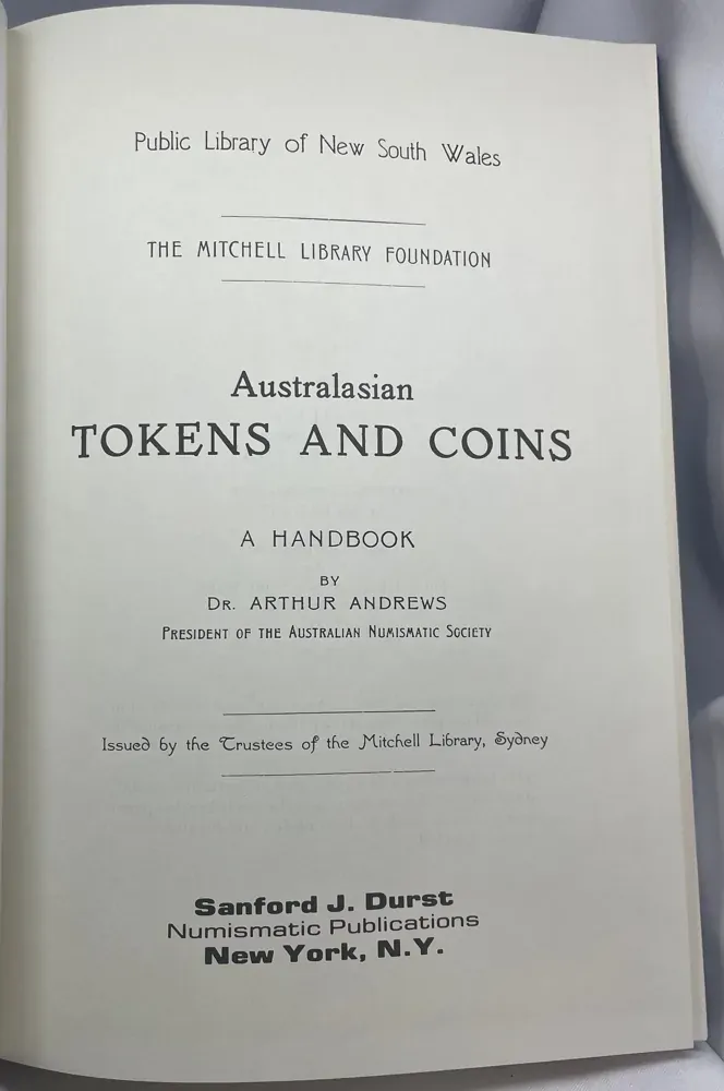 Australasian Tokens And Coins Book Andrews 1965 Reprint product image