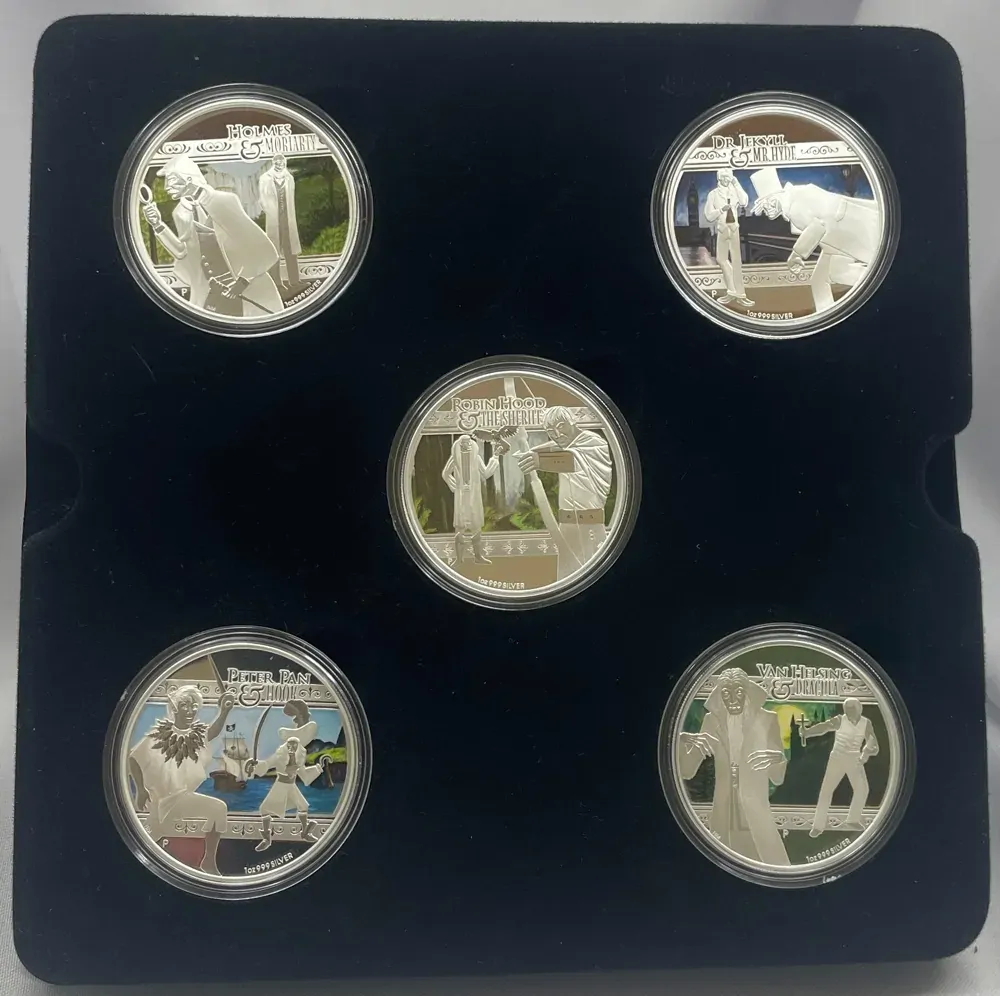 Tuvalu 2011 Silver 5 Coin Set Heroes & Villains product image