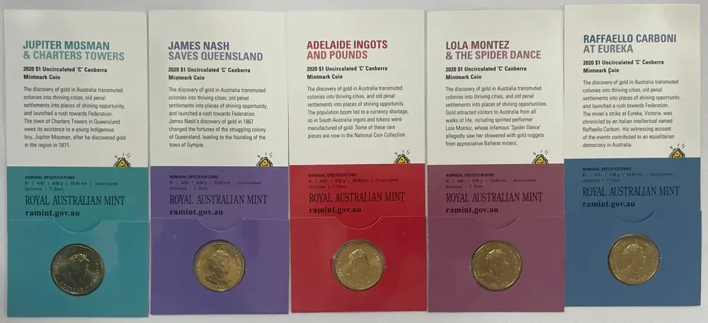 2020 5 Coin Mintmark Set Eureka! Australia's Gold Rush