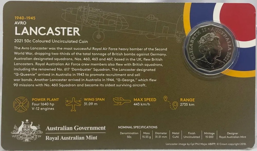 2021 50 Cent Uncirculated Coin AVRO Lancaster Ex Set product image