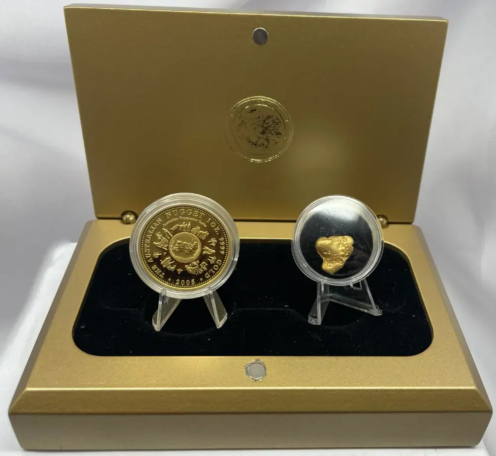 2005 Gold 1 Ounce Proof Coin & Nugget Prospector Set