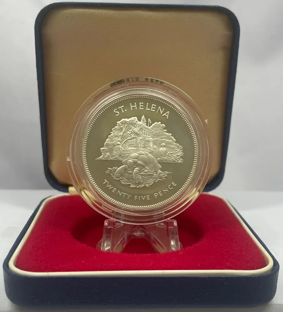 St. Helena 1977 Silver 25 Pence Proof Coin Jubilee Commemorative 
