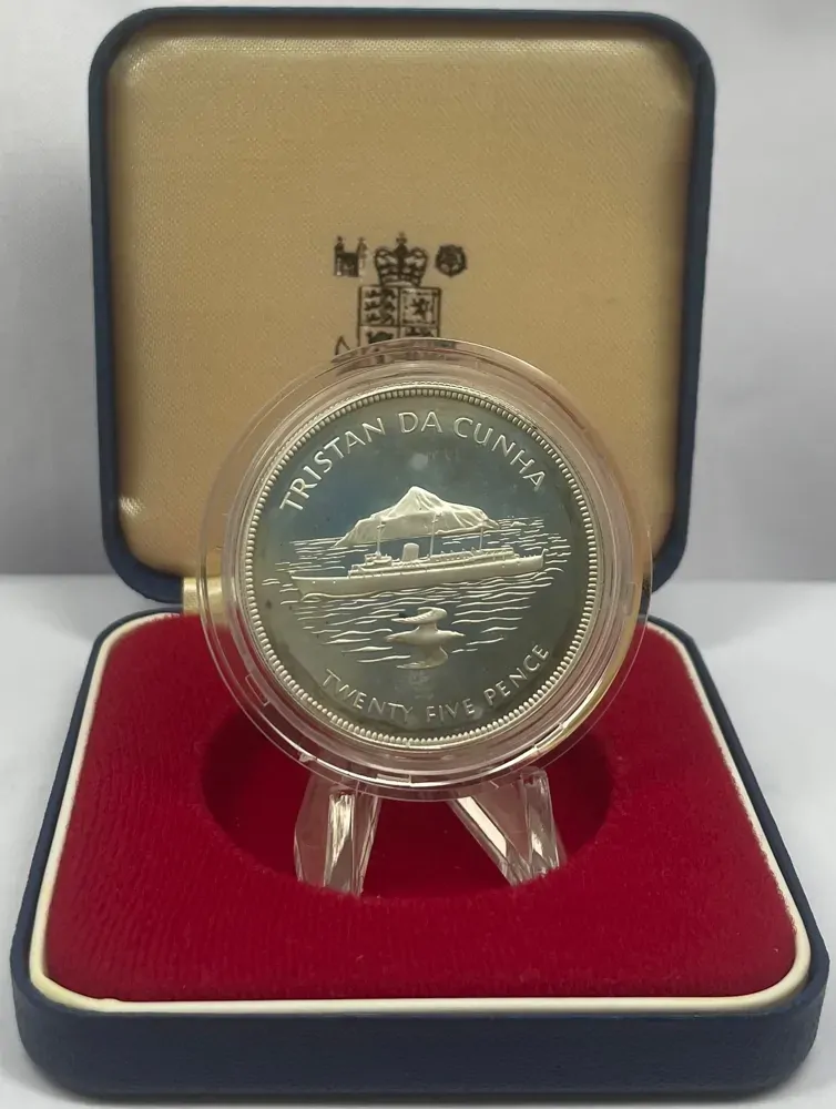 Tristan da Cunha 1977 Silver 25 Pence Proof Coin Jubilee Commemorative