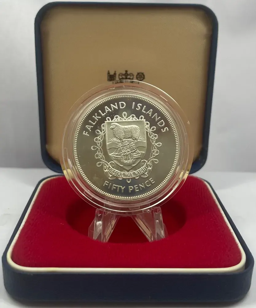 Falkland Islands 1977 Silver 50 Pence Proof Coin Jubilee Commemorative