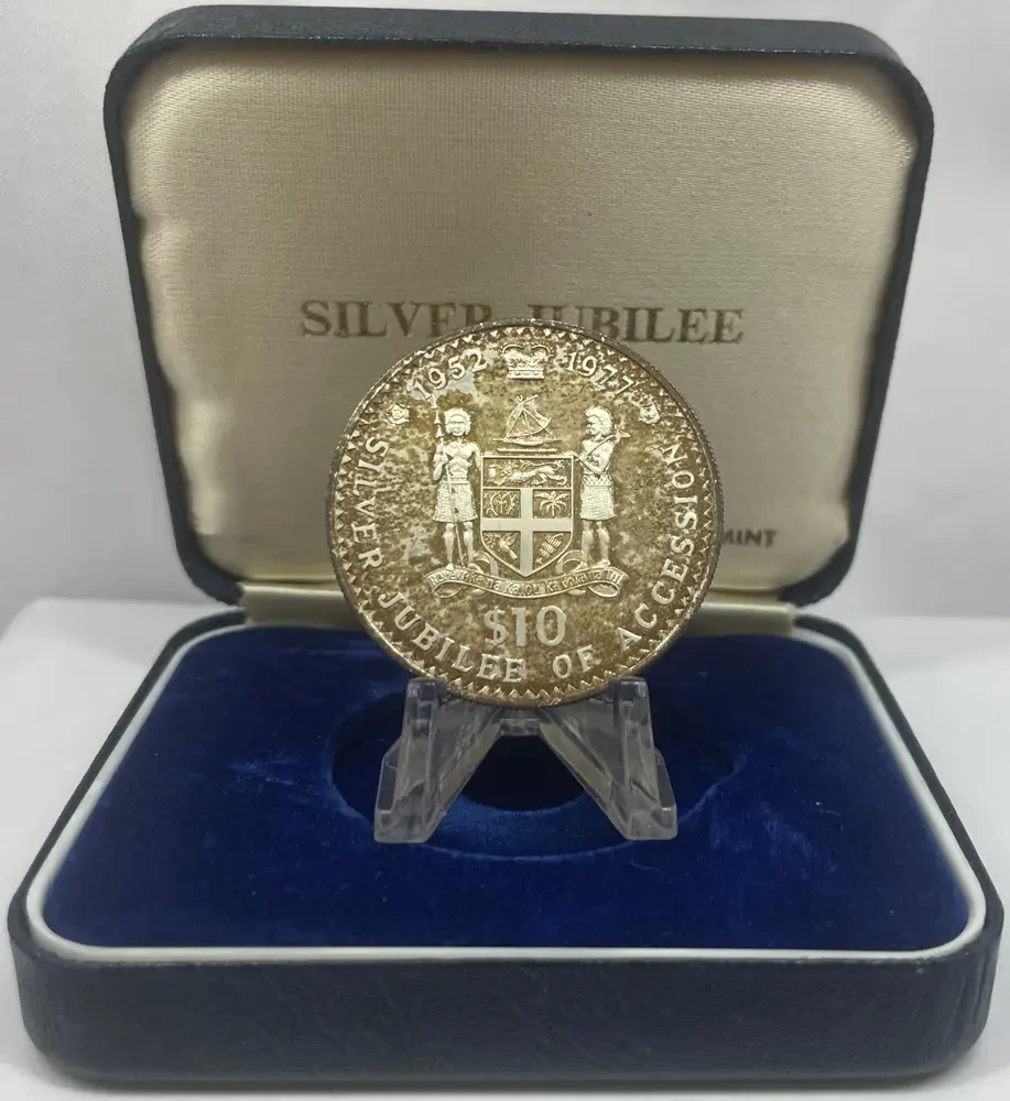 Fiji 1977 Silver 10 Dollars Proof Coin Jubilee