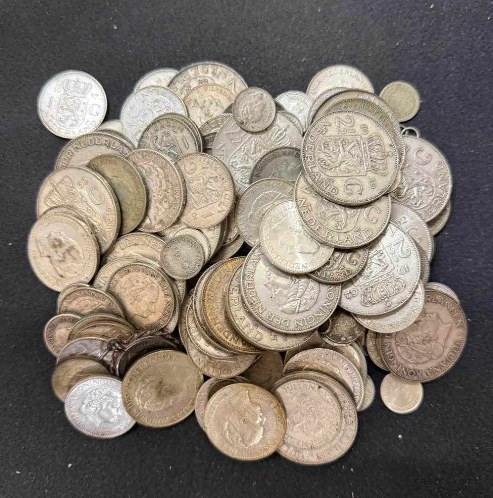 Bag Bulk Lot of Dutch Silver Coins Dated 1922 ~ 1966