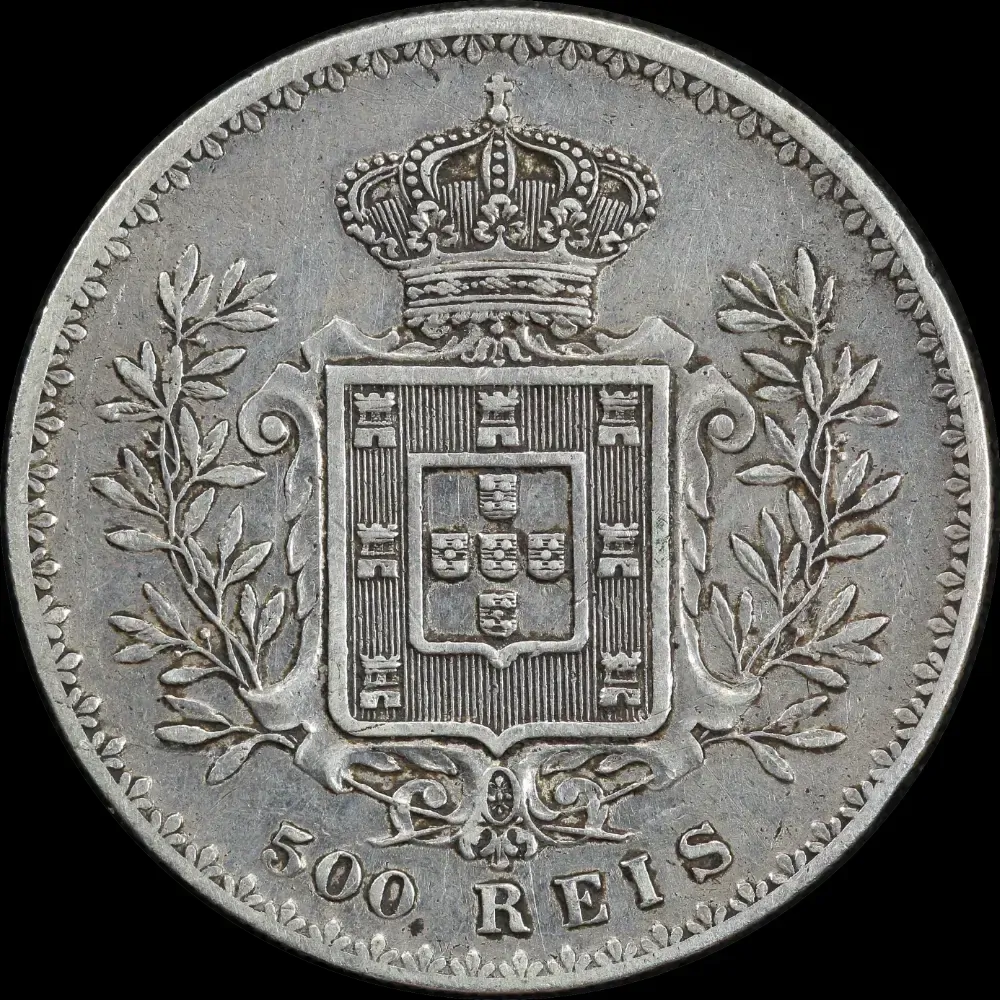 Portugal 1892 Silver 500 Reis KM# 535 good VF product image
