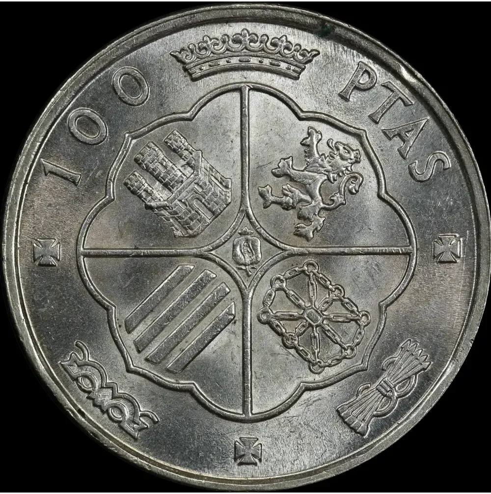 Spain 1966 Silver 100 Pesetas KM# 797 Choice Uncirculated product image