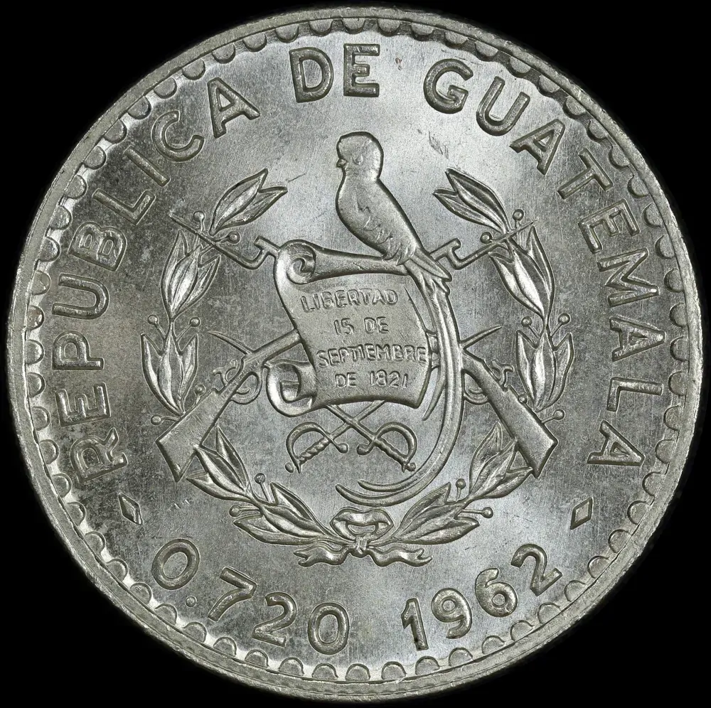 Guatemala 1962 Silver 50 Centavos KM#264 Uncirculated 