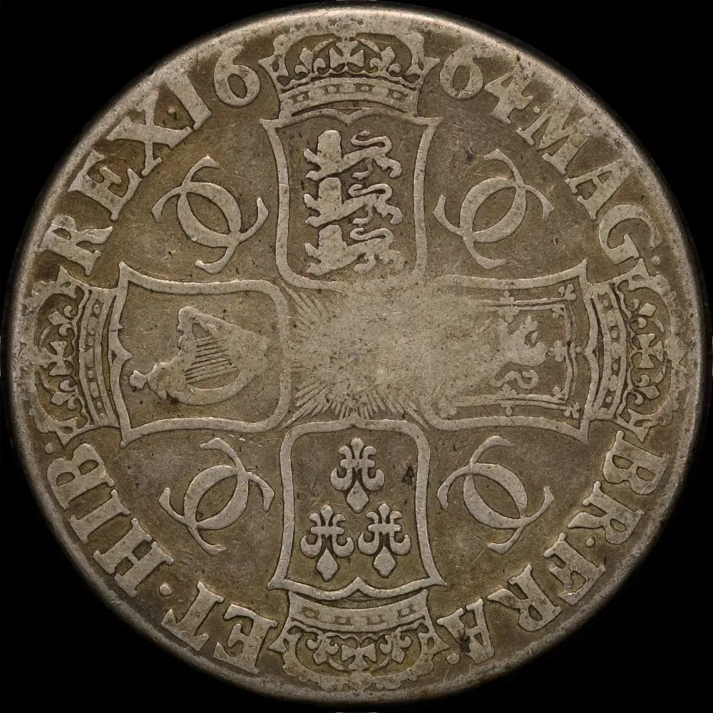 1664 Silver Crown Charles II S#3355 Very Good