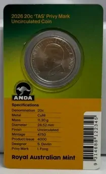 2026 20 Cent Uncirculated Coin ANDA Hobart Expo TAS Privy Mark product image