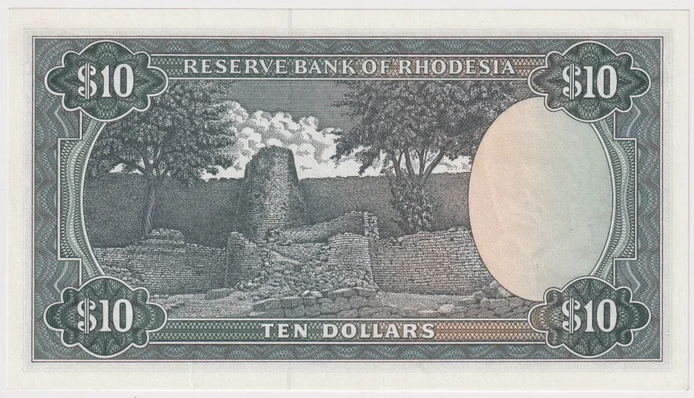 Rhodesia 3.12.1975 10 Dollars  Pick#33b Uncirculated