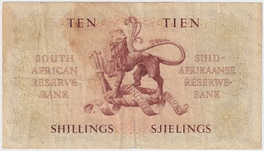 South Africa 1956 10 Shillings P# 91d good VF product image