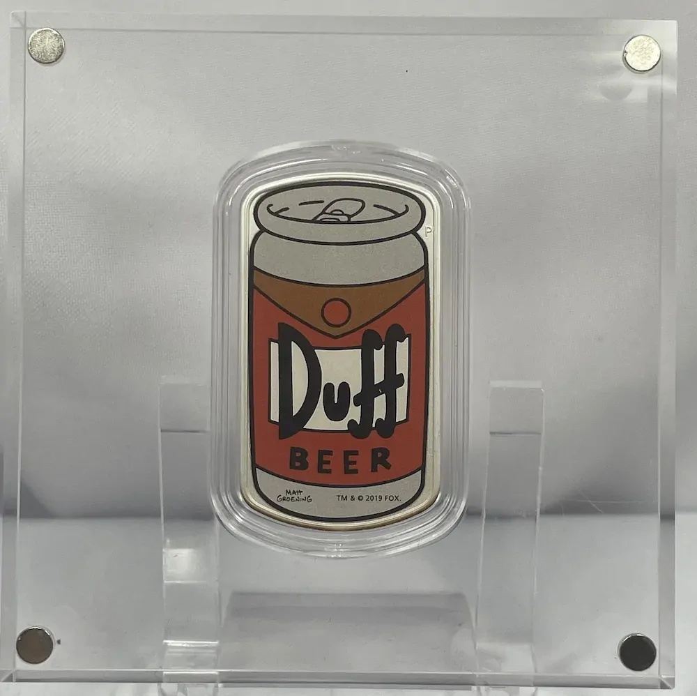 2019 Silver 1oz Proof Coin Simpsons - Duff Beer