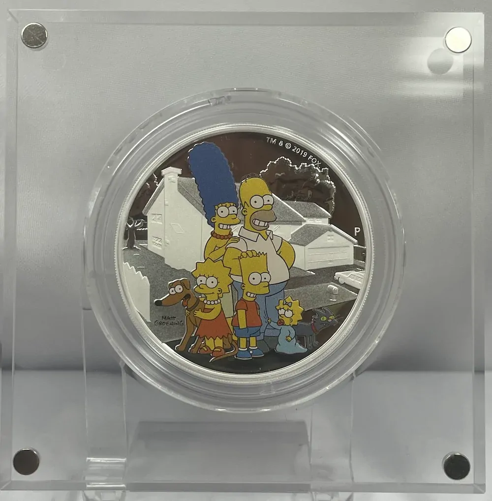 2019 Silver 2oz Proof Coin Simpsons - Family (Torn Box!)
